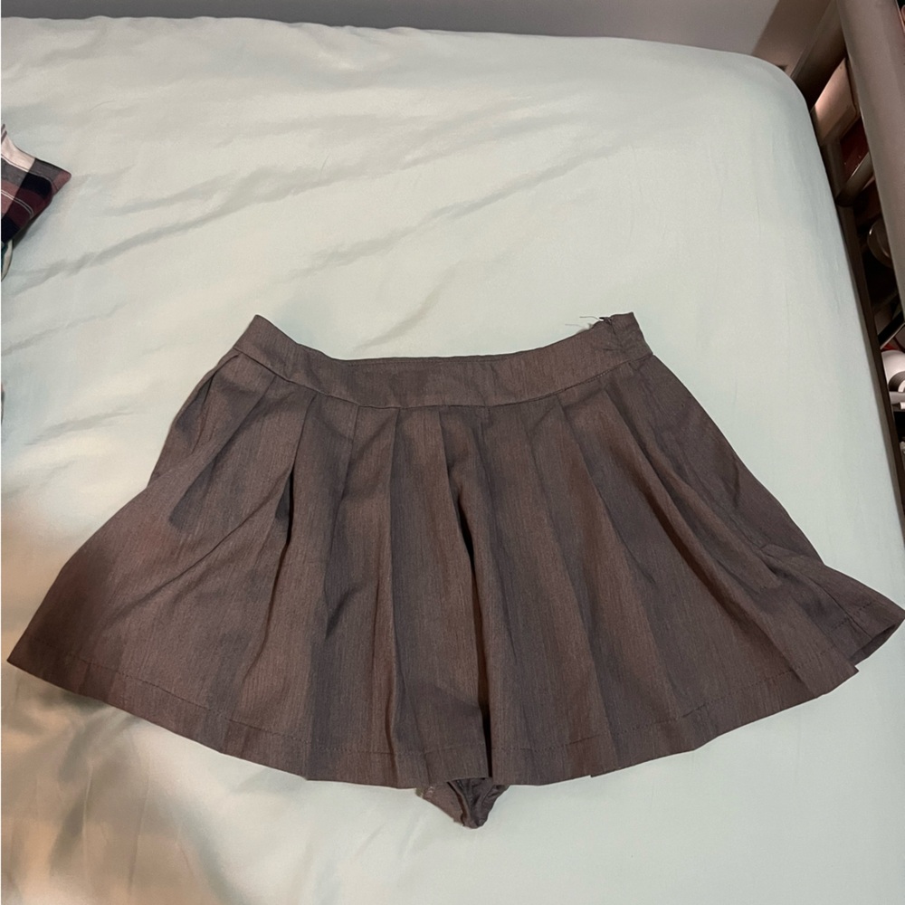 Pleated Gray Mini Skirt
